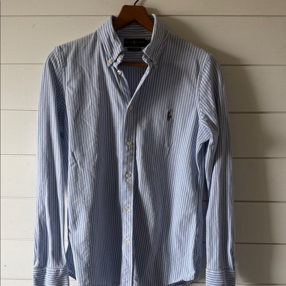 Ralph Lauren Light Blue and White Striped Shirt